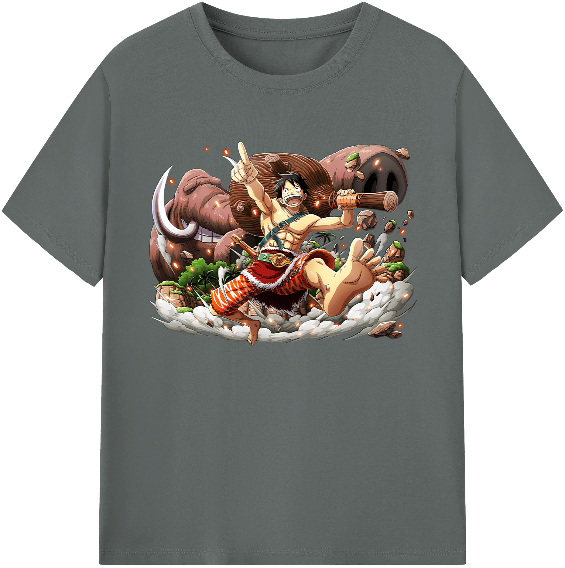 ワンピース モンキー・D・ルフィ ONE PIECE Monkey D. Luffy 綿100％ メンズ半袖Tシャツ｜肌触りやわらか＆通気性